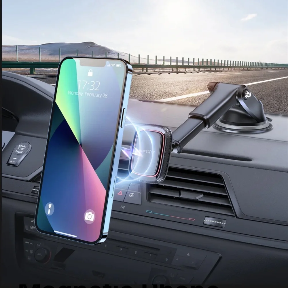 Magnetic Suction Cup Phone Mount Plus for Car (Black) — Apps2Car - Picture 4 of 16